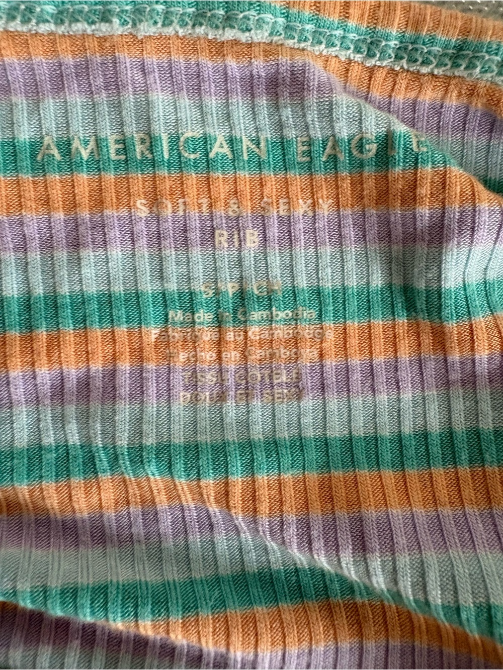 Striped Pastel Ribbed Cami Tank Top - Pastel Multi - Picture 3 of 3